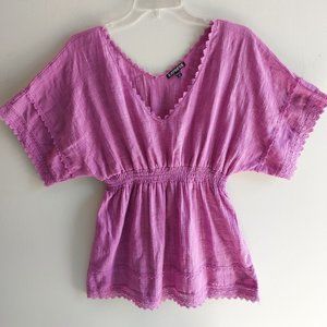 Express Purple Boho Short Sleeve Top NWOT